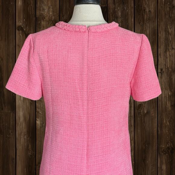 Eliza J Braided Trim Boucle Shift Dress Sz 12 Pink Peach Color Lined 60ties $158 - Picture 8 of 12